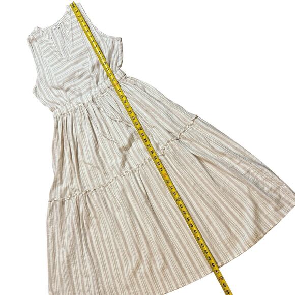Splendid Livia Linen Blend Casual Summer Maxi Dress Fawn Cream Stripe Size Small - Picture 9 of 10